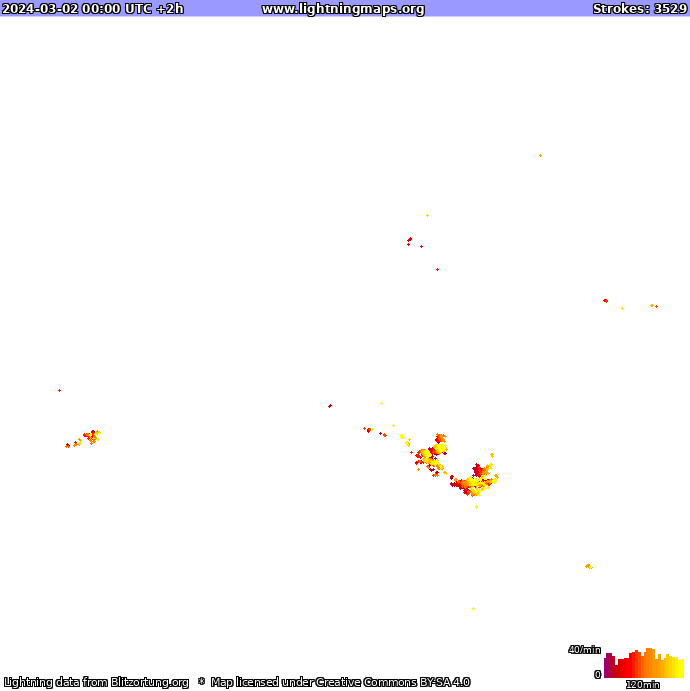 Карта блискавок Океанія 02.03.2024 (Анімація)