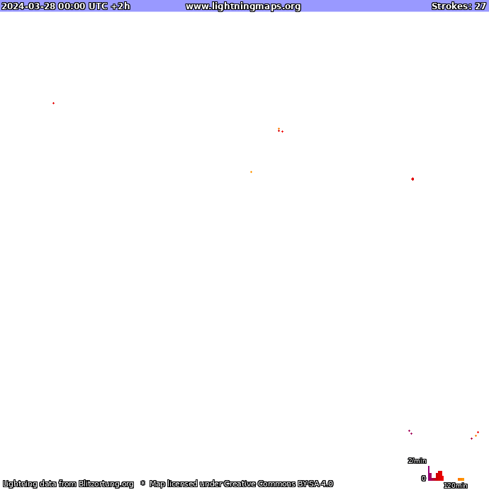 Mapa wyładowań Oceania 2024-03-28 (Animacja)