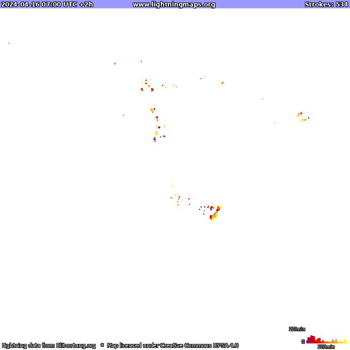 Mapa bleskov Oceania 16.04.2024 (Animácia)