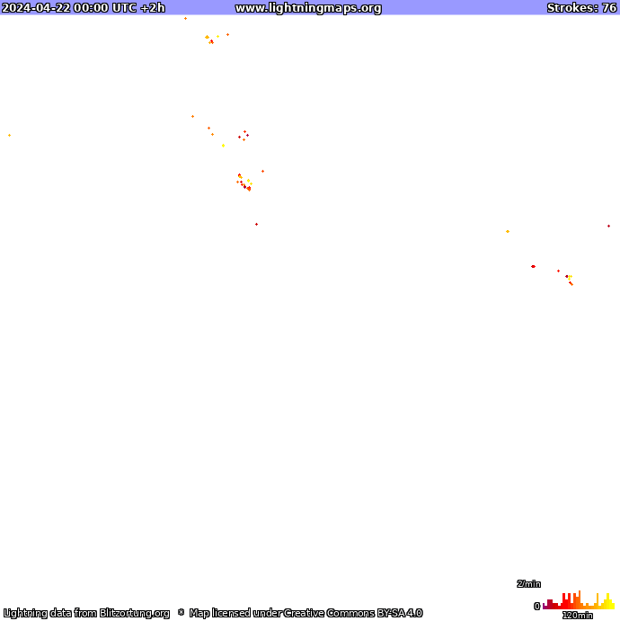 Mappa dei fulmini Oceania 22.04.2024 (Animazione)