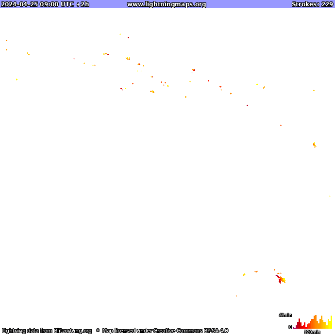 Mappa dei fulmini Oceania 25.04.2024 (Animazione)