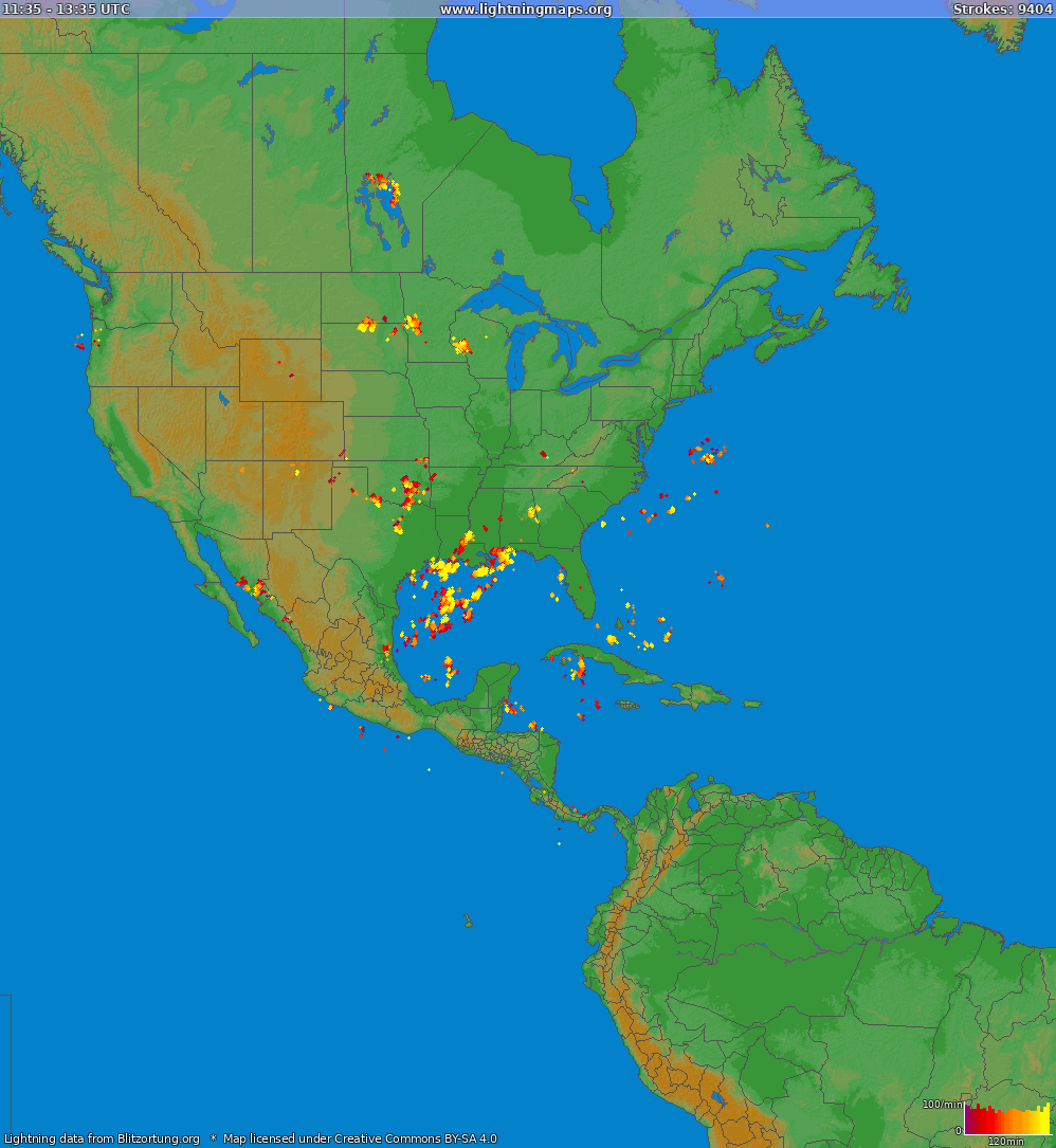Poměr blesků (Stanice Sonneberg) North America 2024 