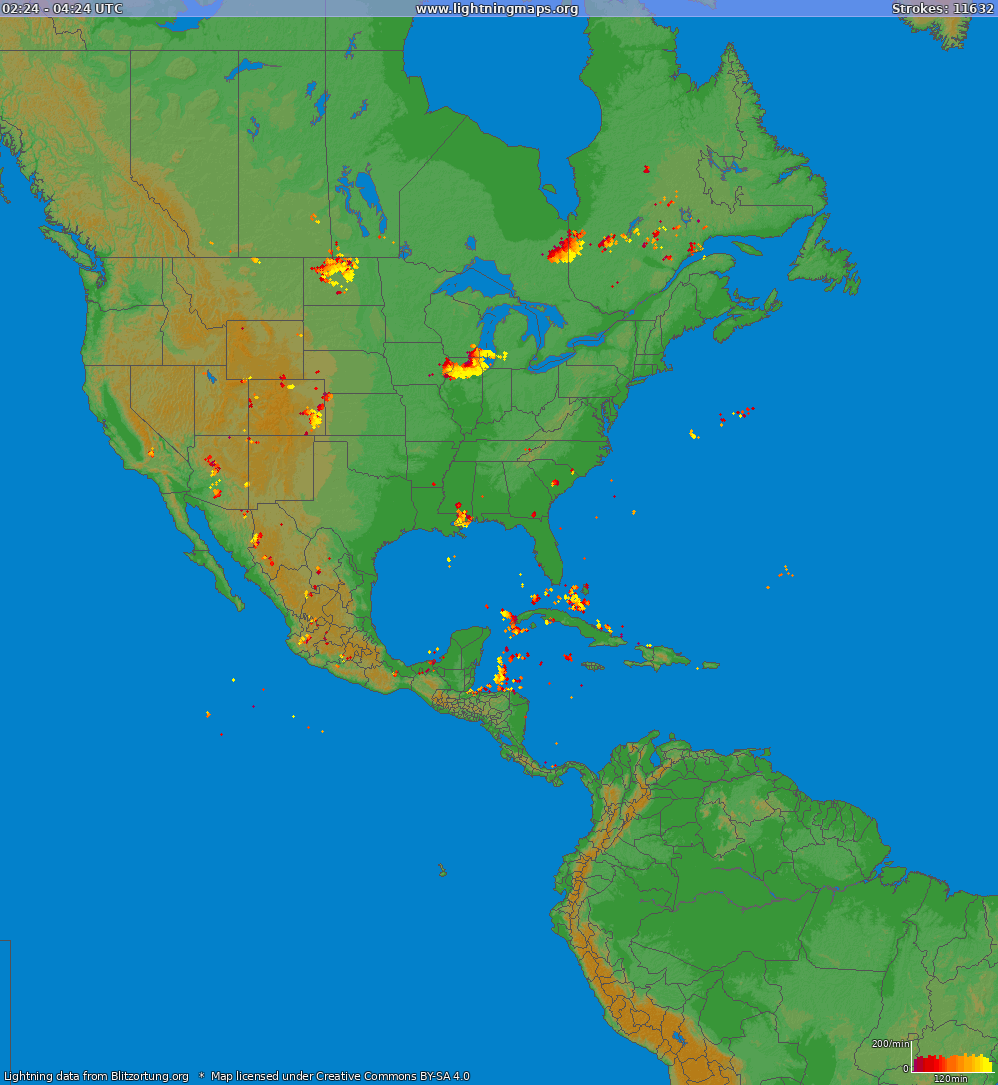 Poměr blesků (Stanice Grand Junction) North America 2024 Leden