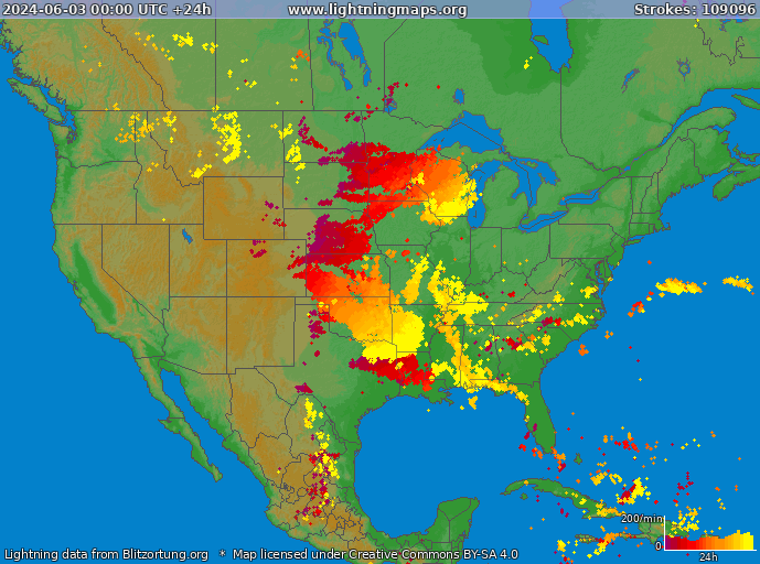 Lightning map USA 2024-06-03