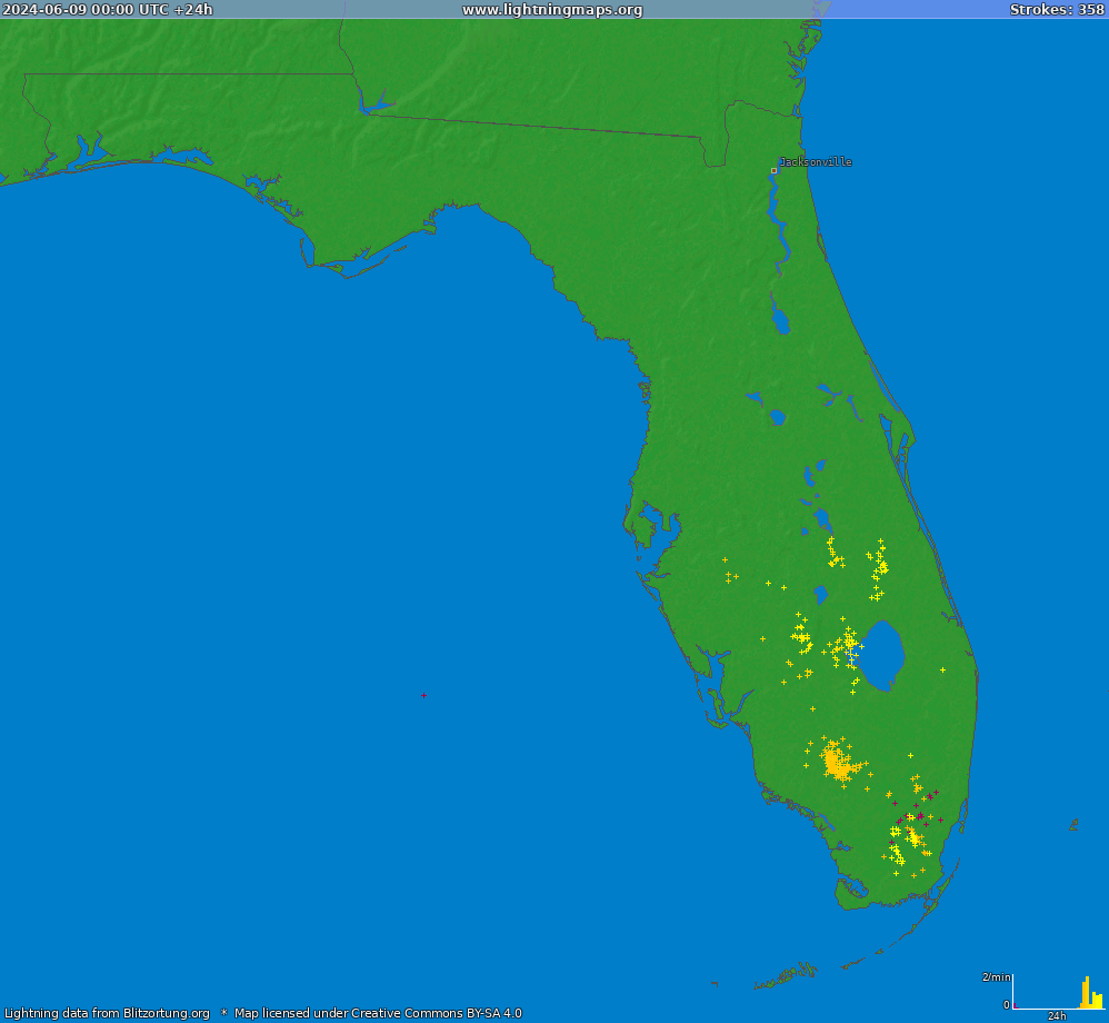 Lightning map Florida (Big) 2024-06-09
