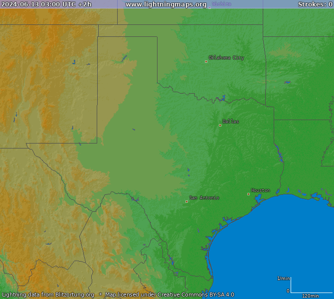 Lightning map Texas 2024-06-13 (Animation)