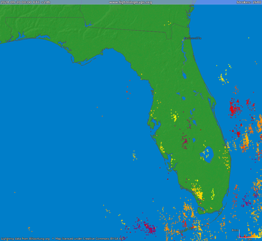 Mappa dei fulmini Florida (Big) 20.09.2024