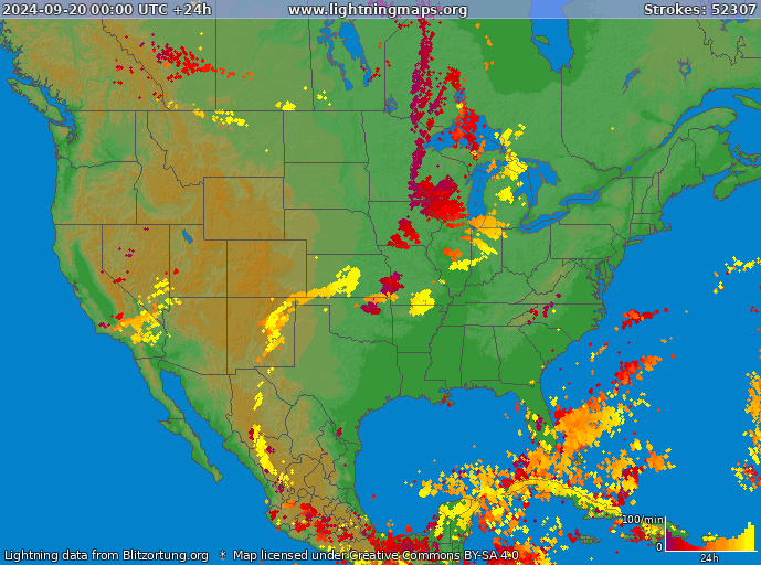 Carte de la foudre USA 20/09/2024