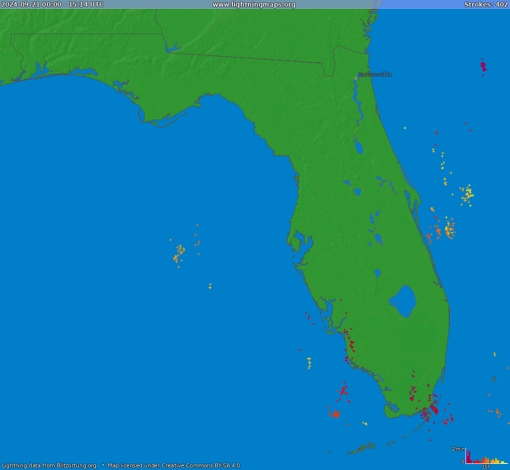 Mappa dei fulmini Florida (Big) 21.09.2024