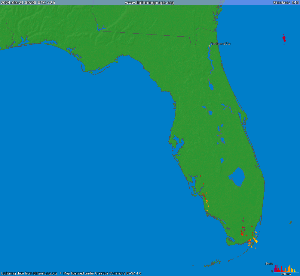 Mappa dei fulmini Florida (Big) 21.09.2024 (Animazione)