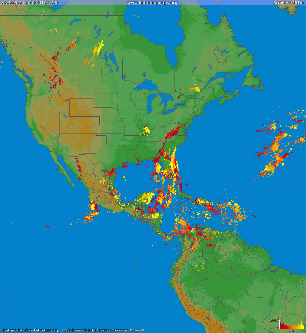 Carte de la foudre North America 26/09/2024