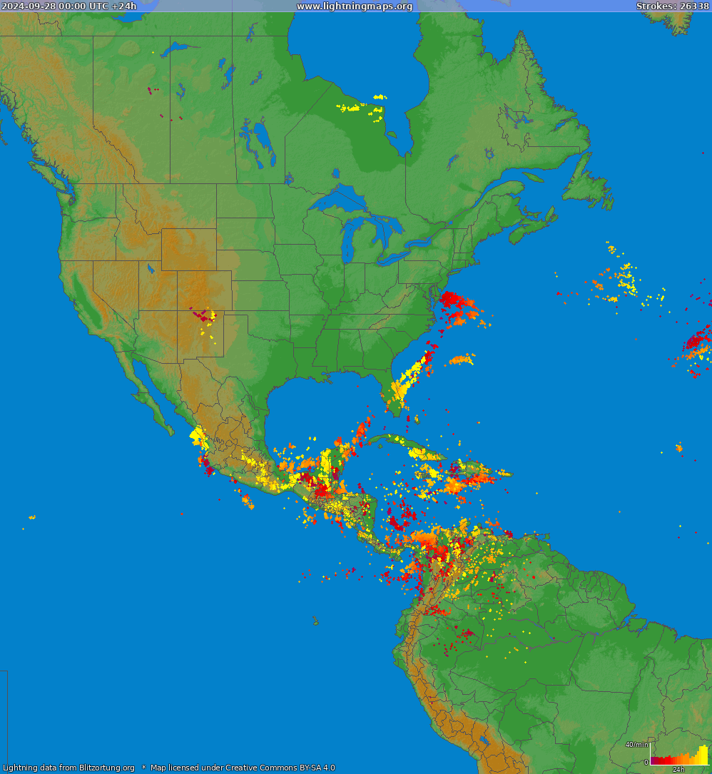 Carte de la foudre North America 28/09/2024