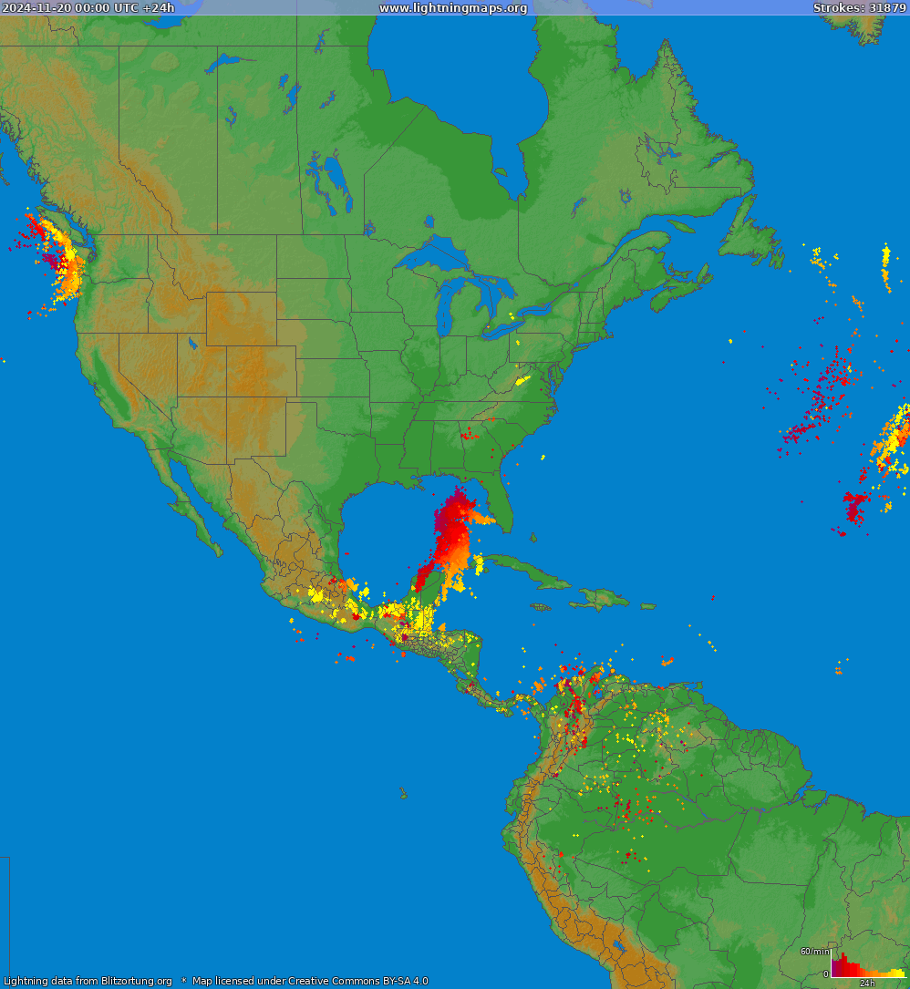 Zibens karte North America 2024.11.20