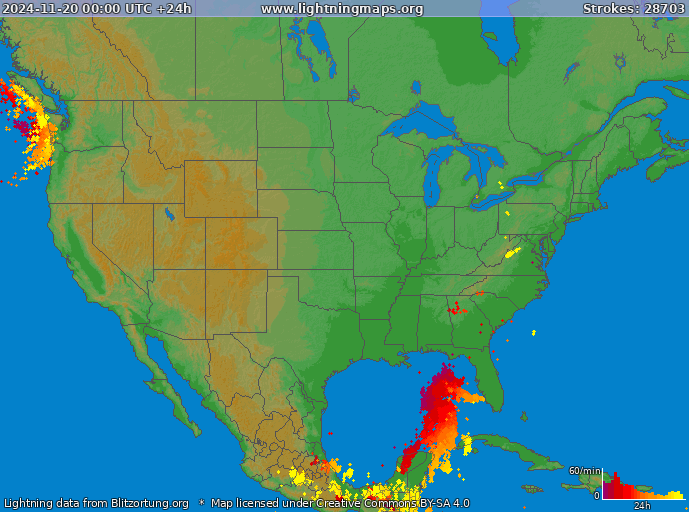 Lightning map USA 2024-11-20