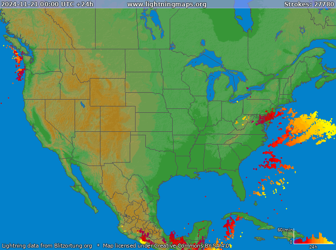 Lightning map USA 2024-11-21