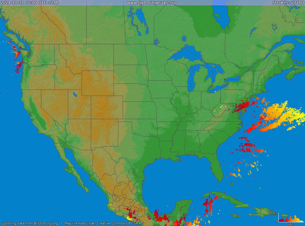 Lightning map USA (Big) 2024-11-21