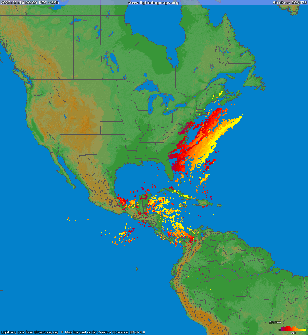 Blixtkarta North America 2025-11-10