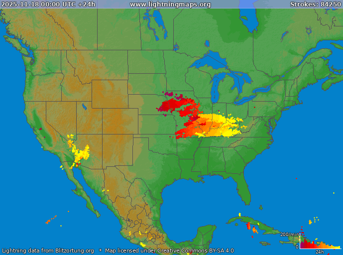 Lightning map USA 2025-11-18