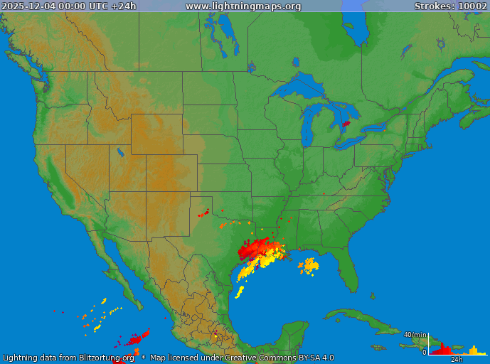 Lightning map USA 2025-12-04