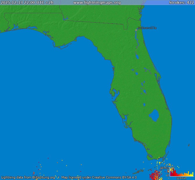 Carte de la foudre Florida 14/12/2025 (Animation)