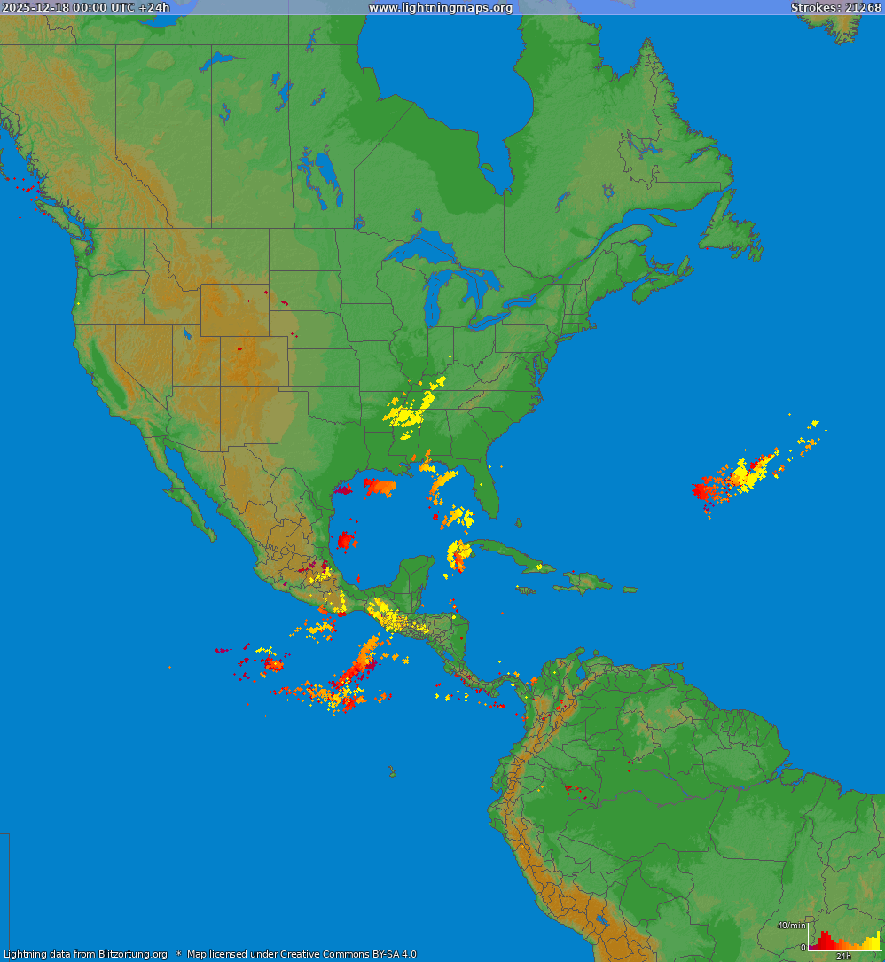 Zibens karte North America 2025.12.18