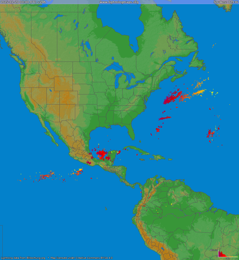 Lightning map North America 2025-12-20