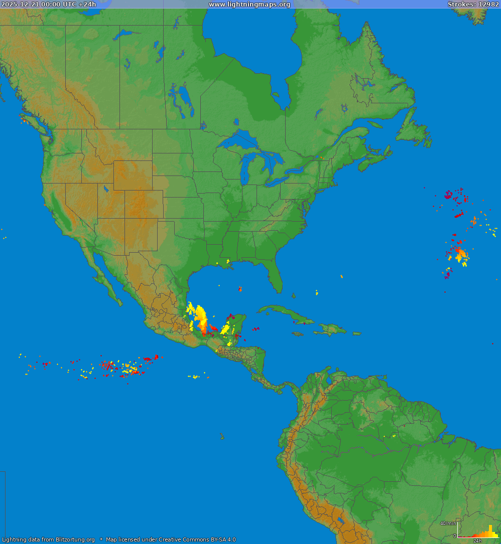 Lightning map North America 2025-12-21