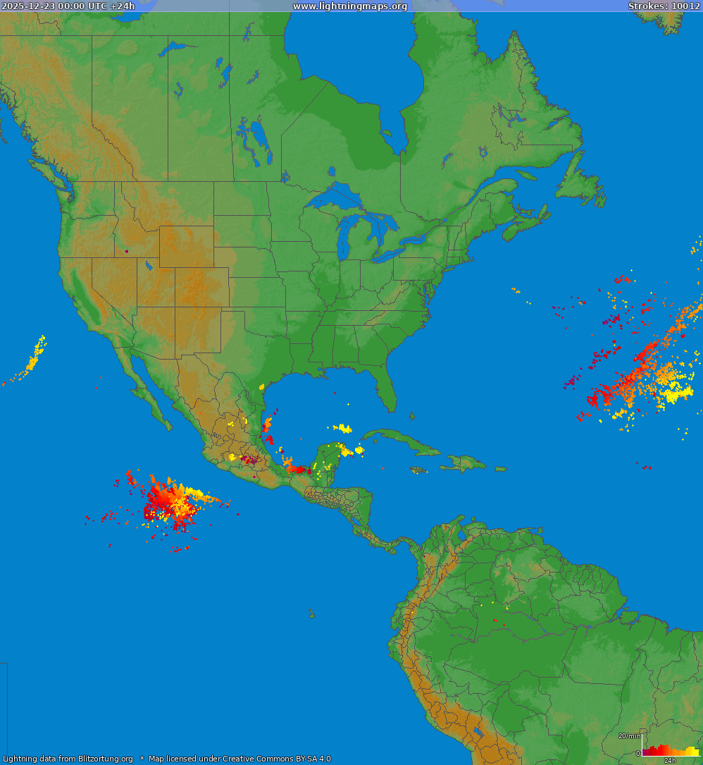 Zibens karte North America 2025.12.23