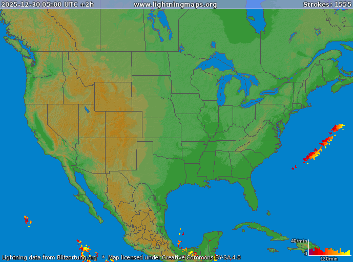 Zibens karte USA 2025.12.30 (Animācija)