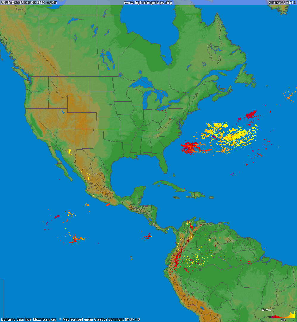 Zibens karte North America 2026.02.07