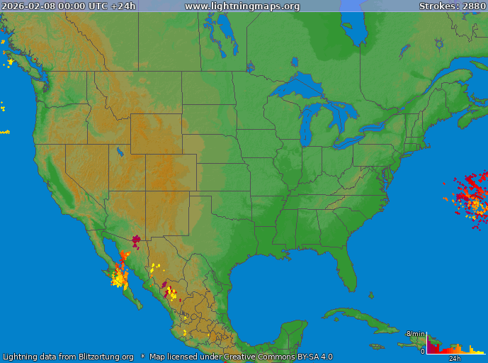 Lightning map USA 2026-02-08