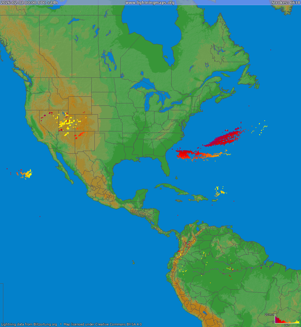 Lightning map North America 2026-02-12