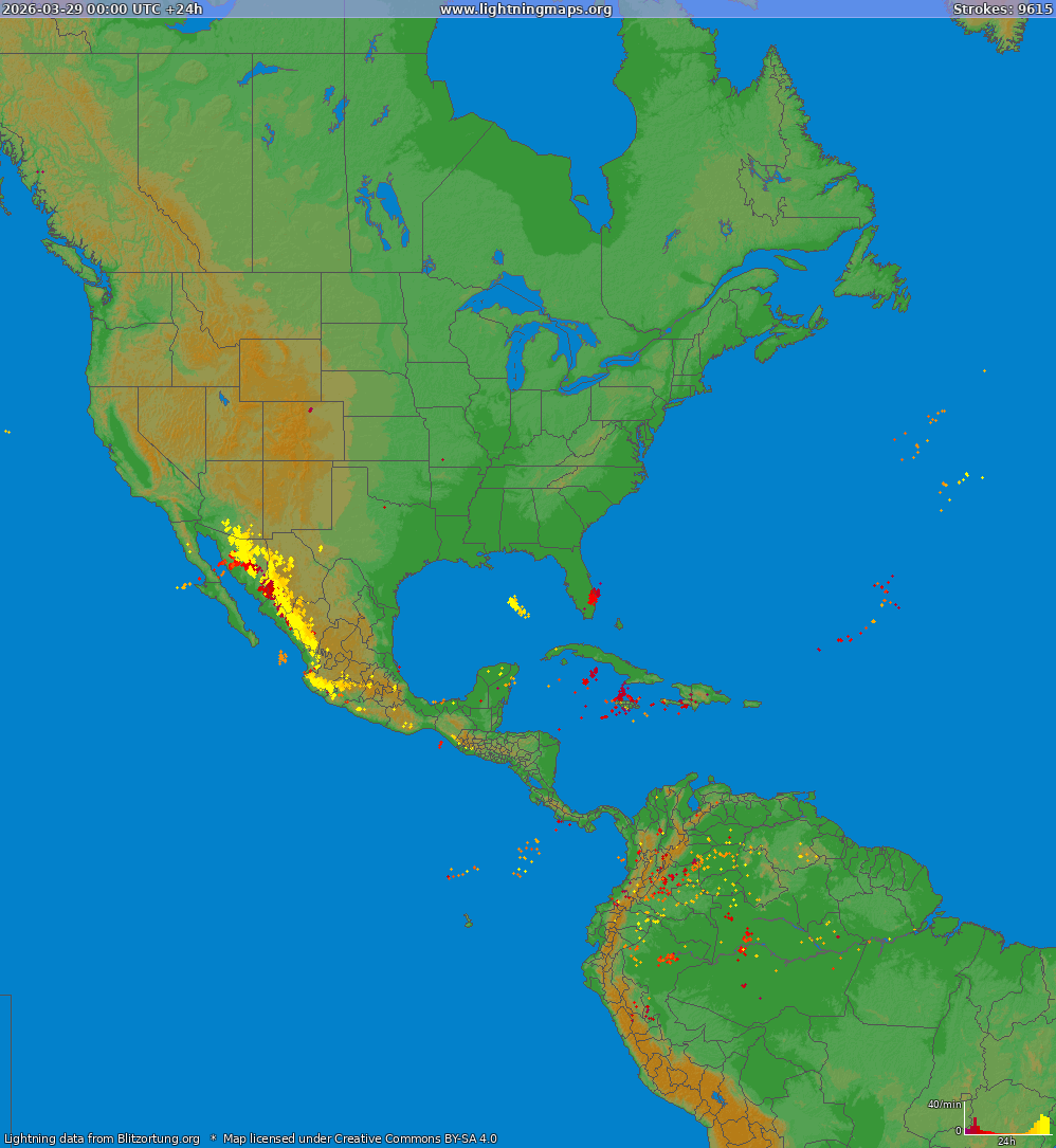 Lightning map North America 2026-03-29