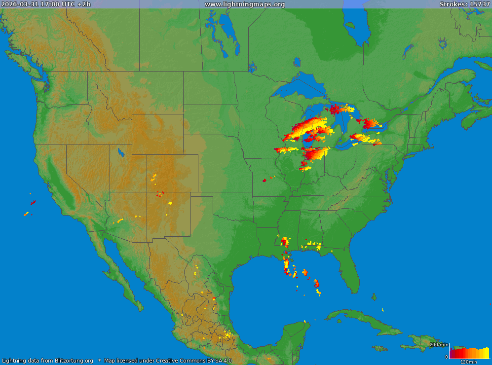 Lightning map USA (Big) 2026-03-31 (Animation)