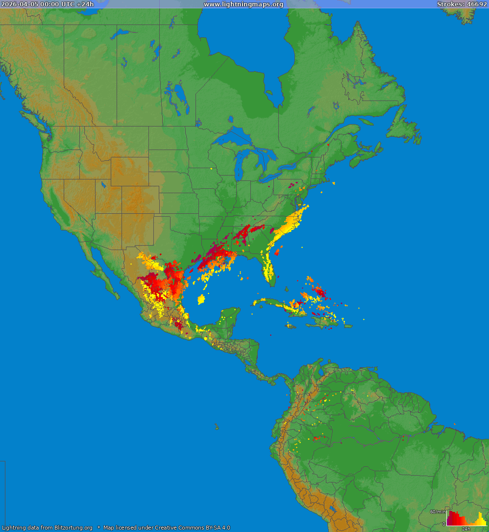 Lightning map North America 2026-04-05