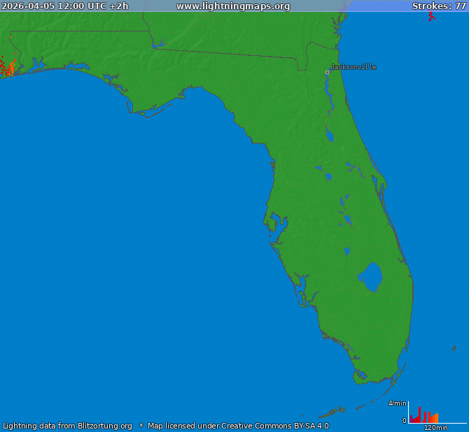 Lightning map Florida 2026-04-05 (Animation)