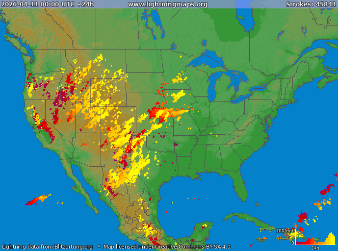 Lightning map USA 2026-04-11