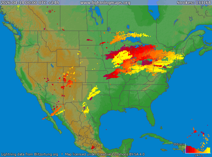 Lightning map USA 2026-04-14