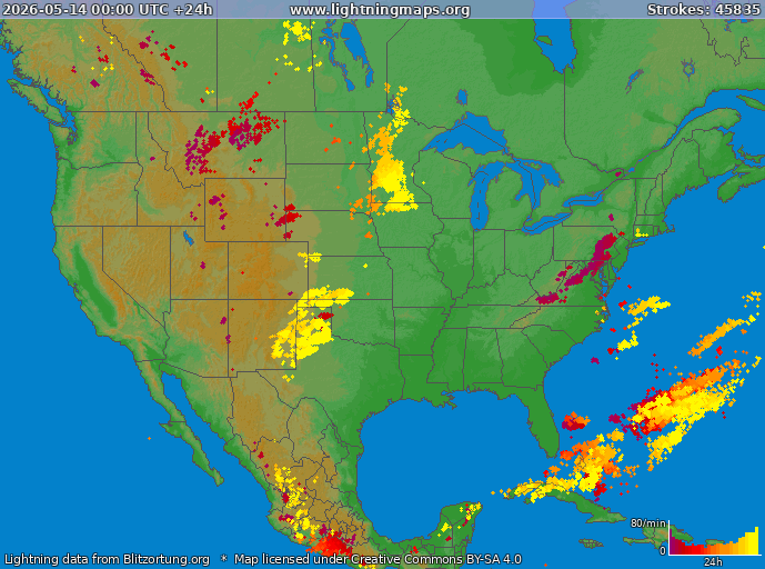 Lightning map USA 2026-05-14