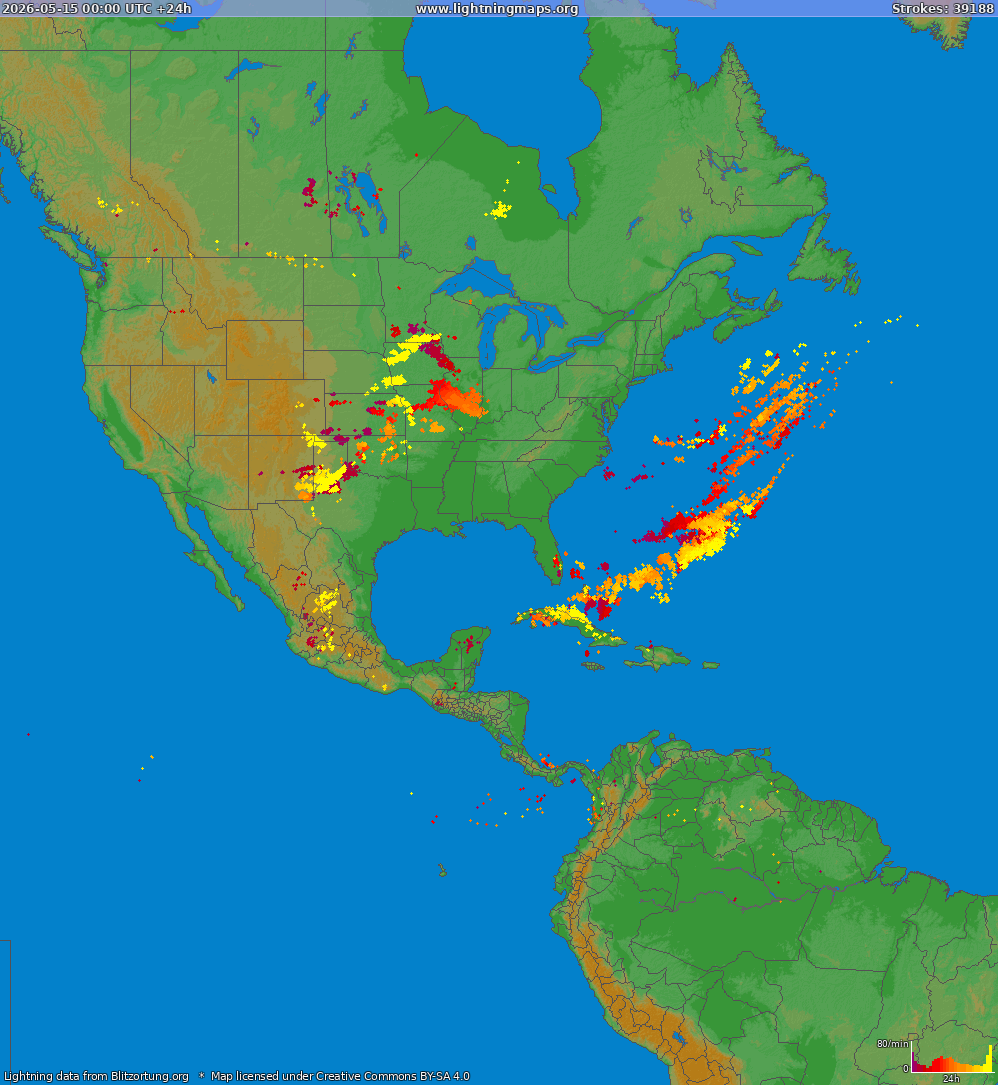 Carte de la foudre North America 15/05/2026