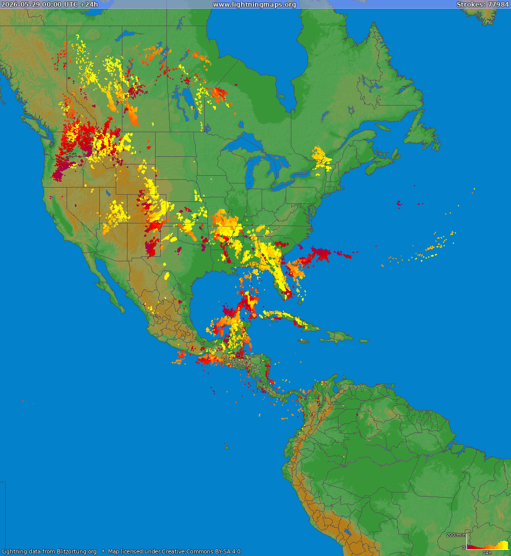 Lightning map North America 2026-05-29