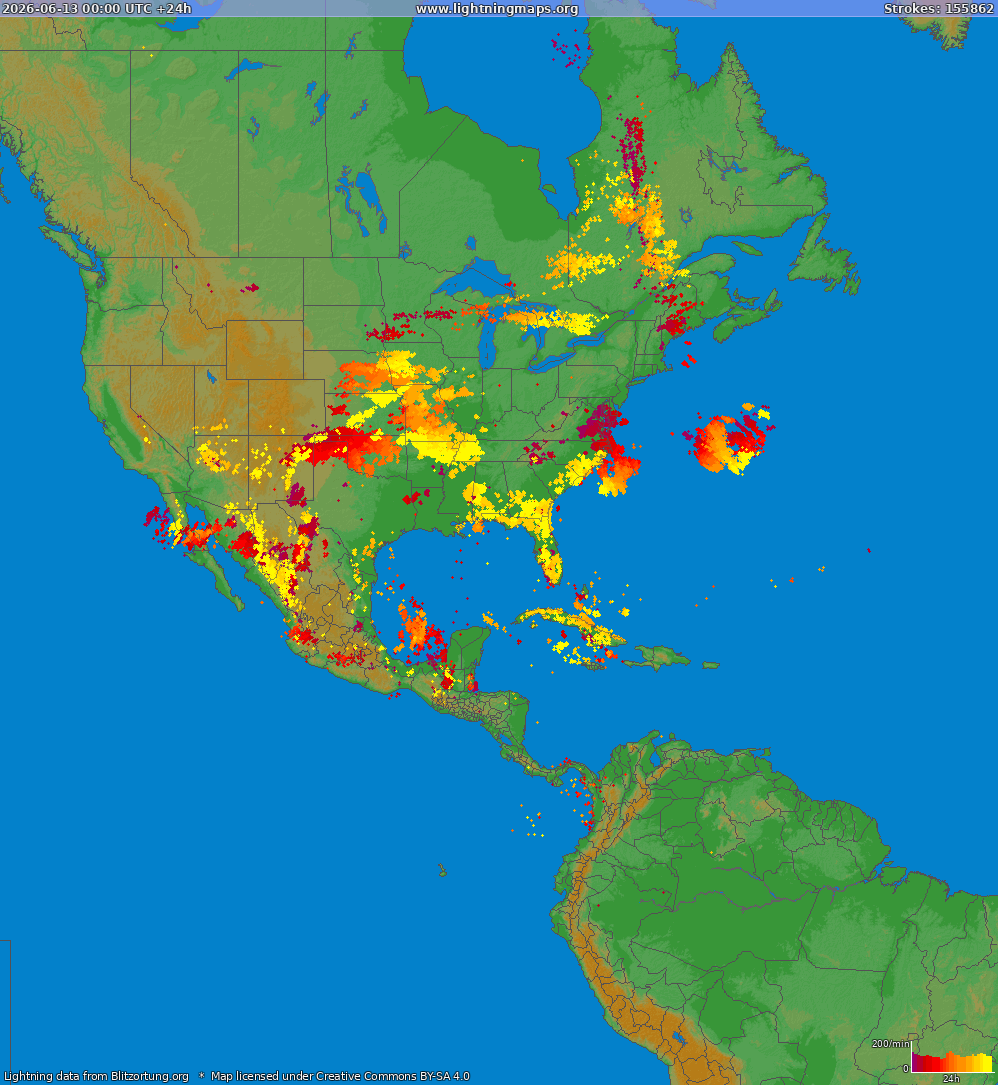 Zibens karte North America 2026.06.13