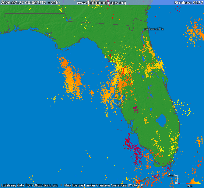 Lightning map Florida 2026-07-27