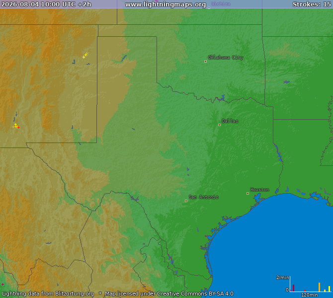 Lightning map Texas 2026-08-04 (Animation)