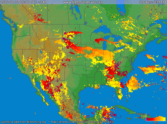 Lightning map USA 2026-08-12