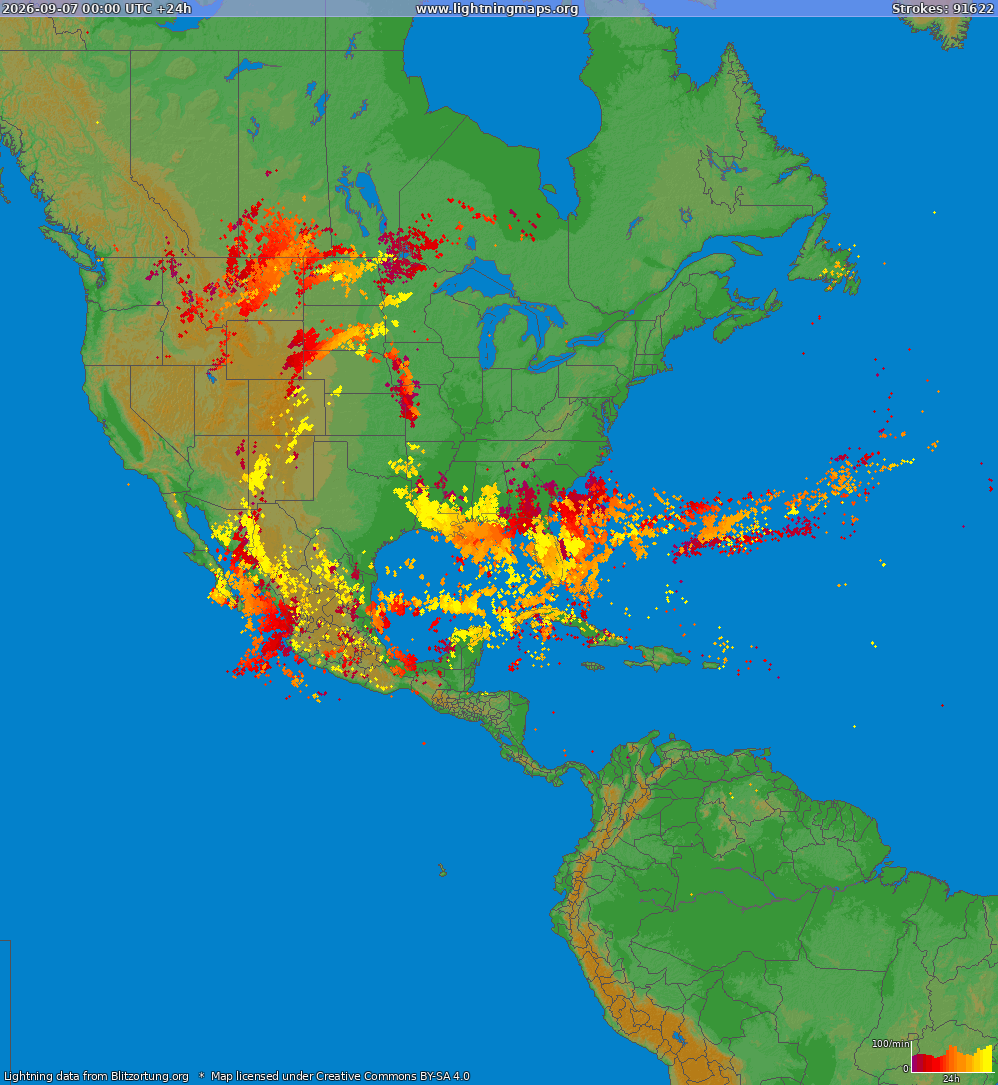 Lightning map North America 2026-09-07