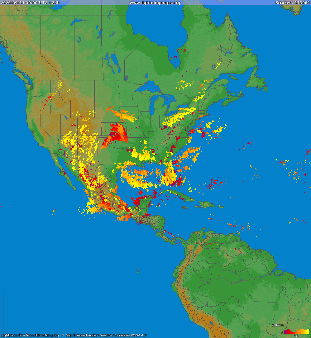 Lightning map North America 2026-09-13