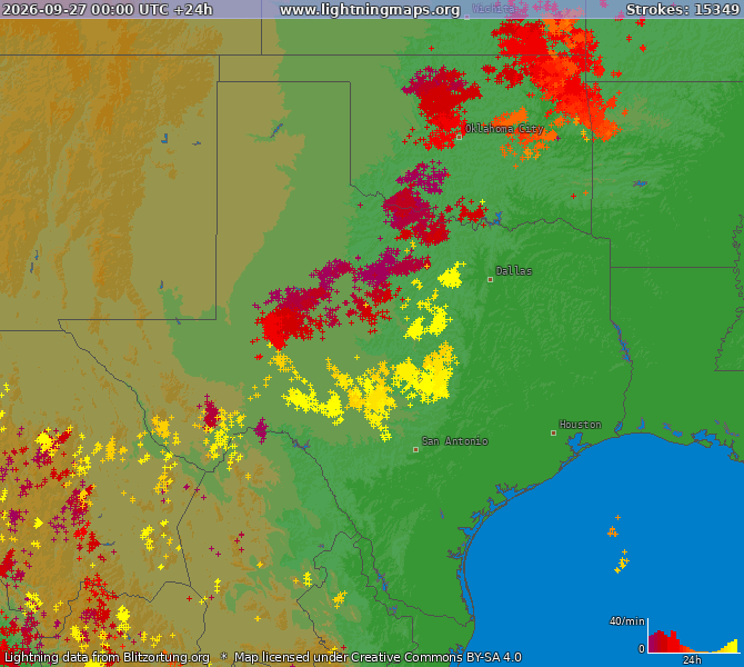Lightning map Texas 2026-09-27