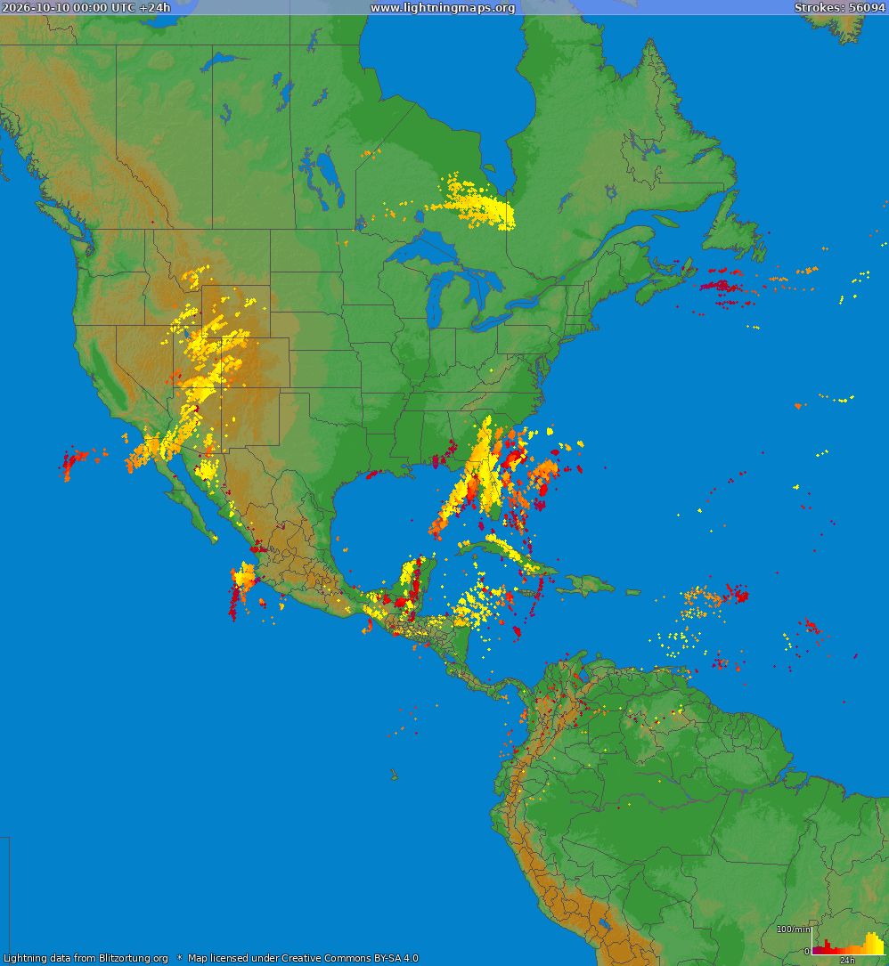 Lightning map North America 2026-10-10