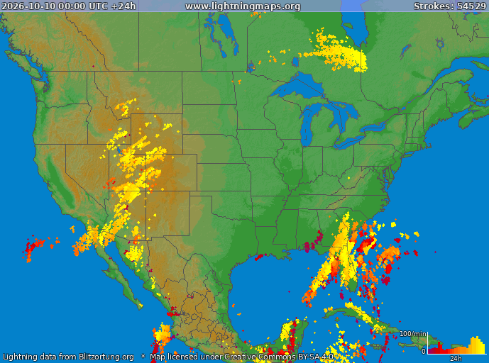 Lightning map USA 2026-10-10